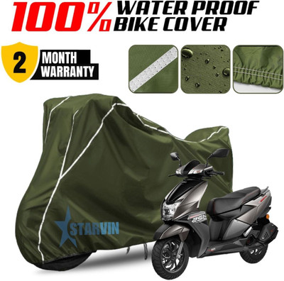 Starvin Waterproof Two Wheeler Cover for TVS(NTORQ, Green, White)