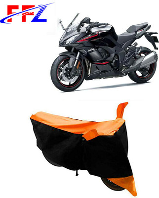 FFZ Waterproof Two Wheeler Cover for Kawasaki(Ninja 1000, Black, Orange)
