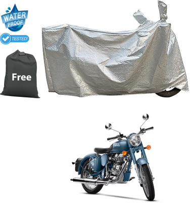 CODOKI Waterproof Two Wheeler Cover for Royal Enfield(Classic Squadron, Silver)