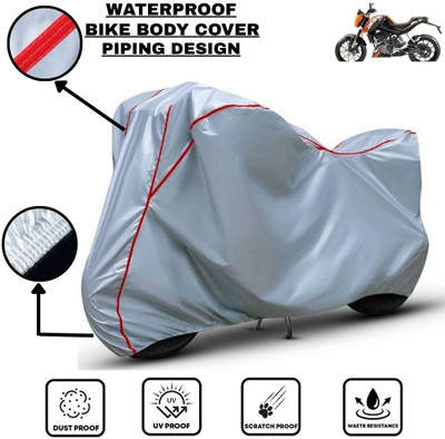 LE PRA Waterproof Two Wheeler Cover for KTM(125 Duke, Silver, Red)