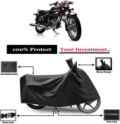 Amexride Two Wheeler Cover for Royal Enfield(Electra Delux, Black)
