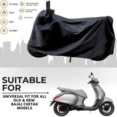 DeepShakshi AUTOMOTIVE Two Wheeler Cover for Bajaj(Urbanite Chetak, Black, Black)