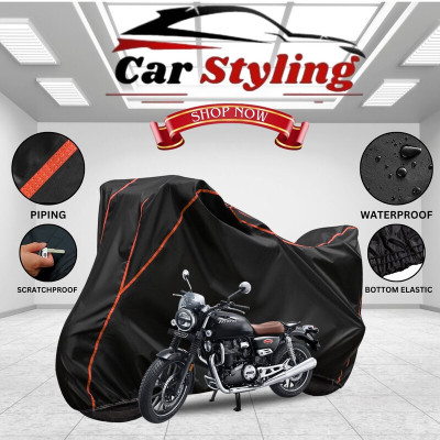 OliverX Waterproof Two Wheeler Cover for Honda(Hness CB350, Black, Red)