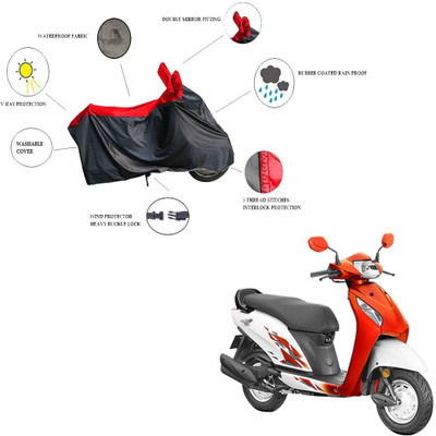 RiderShine Waterproof Two Wheeler Cover for Honda(Activa i, Black, Red)