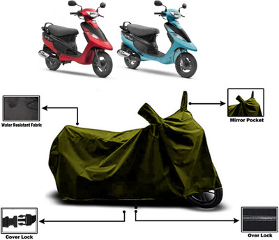 Amexride Two Wheeler Cover for TVS(Pep Plus, Green)