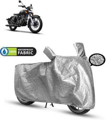 CODOKI Waterproof Two Wheeler Cover for Royal Enfield(Classic Stealth Black, Silver)