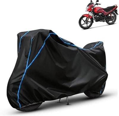 DeepShakshi AUTOMOTIVE Waterproof Two Wheeler Cover for Hero(Passion Plus, Black, Blue)