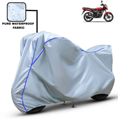 Delphinium Waterproof Two Wheeler Cover for Bajaj(Platina 110, Silver, Blue)