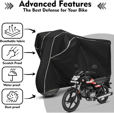 Shiv Kanha Waterproof Two Wheeler Cover for Hero(HF Deluxe, Black, White)