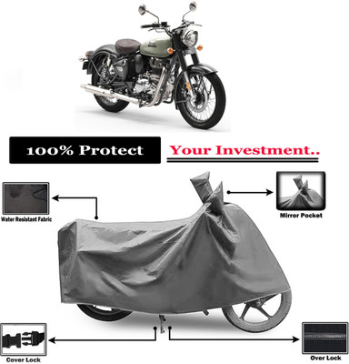 Amexride Two Wheeler Cover for Royal Enfield(Classic 350, Grey)