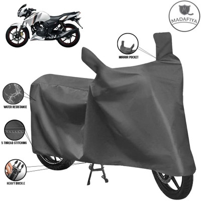 MADAFIYA Waterproof Two Wheeler Cover for TVS(Apache 150, Grey)