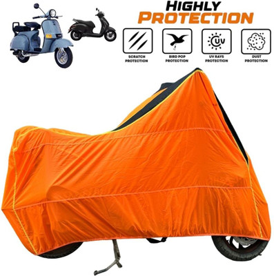 ZAQE Waterproof Two Wheeler Cover for Bajaj(Chetak, Black, Orange)