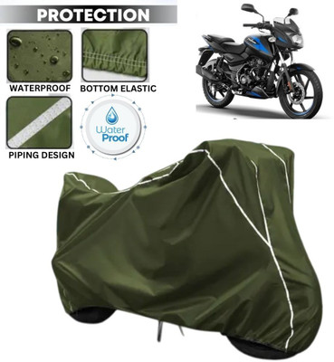 kerwa Waterproof Two Wheeler Cover for Bajaj(Pulsar 125, Green, White)