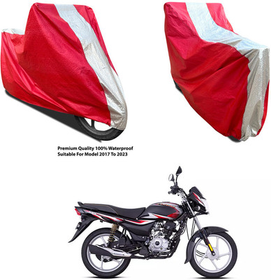 AutoGalaxy Waterproof Two Wheeler Cover for Bajaj(ComforTec, Silver, Red)