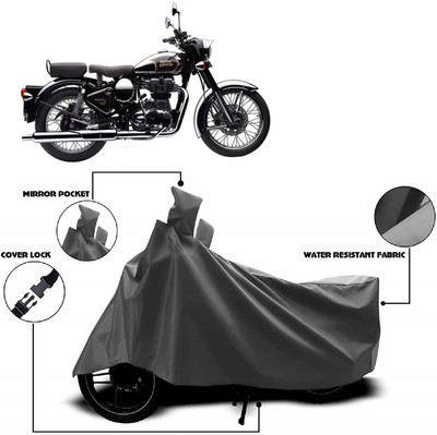 MMSSTAR Waterproof Two Wheeler Cover for Royal Enfield(Classic Chrome, Grey)