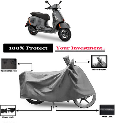 Amexride Two Wheeler Cover for Vespa(GTS Super 300 BS6, Grey)