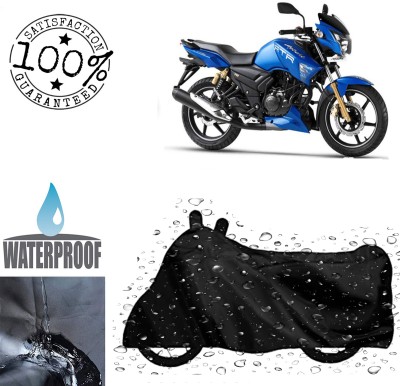 ROYAL AUTO MART Waterproof Two Wheeler Cover for TVS(Apache RTR 180, Black)