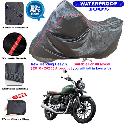 AutoGalaxy Waterproof Two Wheeler Cover for Honda(Hness CB350, Black, Red)