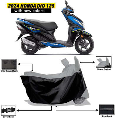 Amexride Two Wheeler Cover for Honda(Dio, Black, Grey)