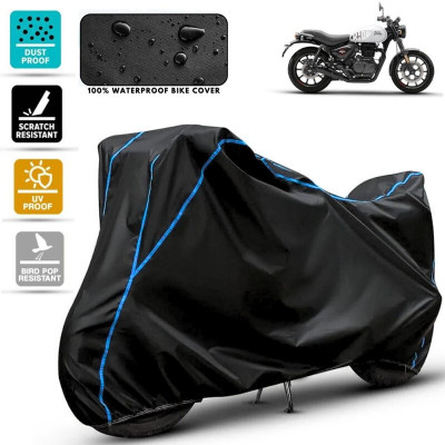 Amikan Waterproof Two Wheeler Cover for Royal Enfield(Hunter 350, Black, Blue)
