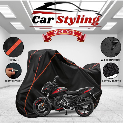 Car Styling Waterproof Two Wheeler Cover for Bajaj(Pulsar 125 Neon BS6, Black, Red)