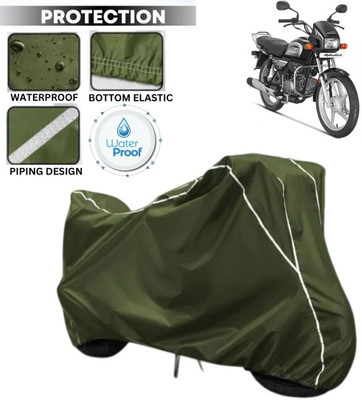 kerwa Waterproof Two Wheeler Cover for Hero(Splendor Plus, Green, White)