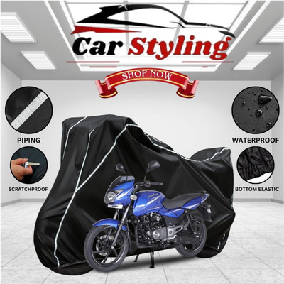 Car Styling Waterproof Two Wheeler Cover for Bajaj(Pulsar 150, Black, White)