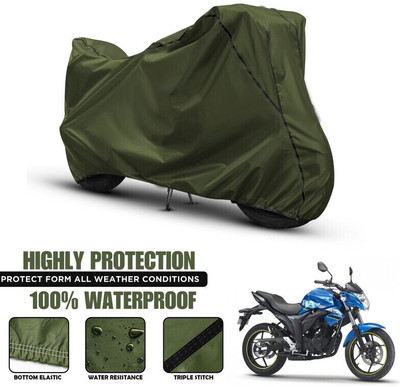 OliverX Waterproof Two Wheeler Cover for Suzuki(Gixxer, Green, Black)