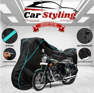 OliverX Waterproof Two Wheeler Cover for Royal Enfield(Bullet 350, Black, Blue)