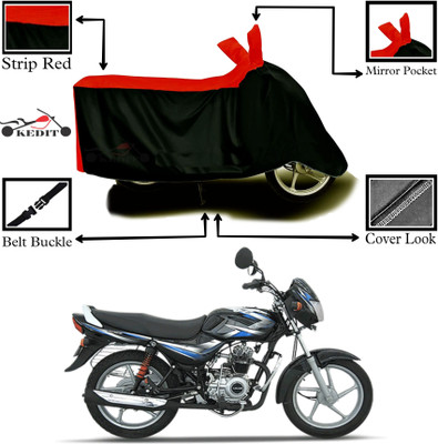KEDIT Two Wheeler Cover for Bajaj(CT110, Red, Black)