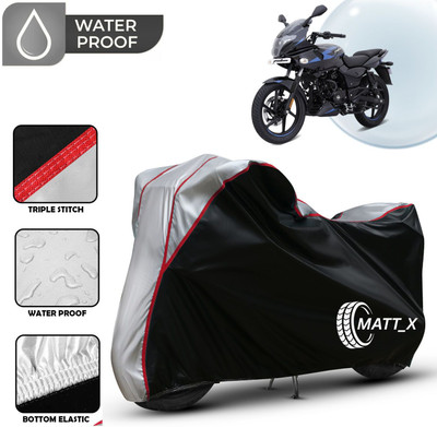 MATT_X Waterproof Two Wheeler Cover for Bajaj(Pulsar 220F, Black, Silver)