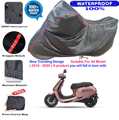 OliverX Waterproof Two Wheeler Cover for Ola(Black, Red)