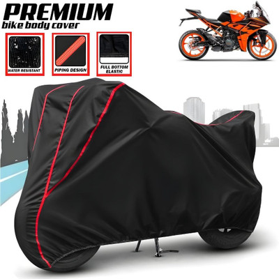 Mwiss Waterproof Two Wheeler Cover for KTM(RC 200, Black, Red)