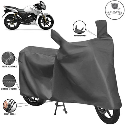MADAFIYA Waterproof Two Wheeler Cover for TVS(Apache RTR 180, Grey)