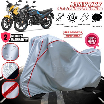 FBC Waterproof Two Wheeler Cover for Hero(Passion, Silver, Red)