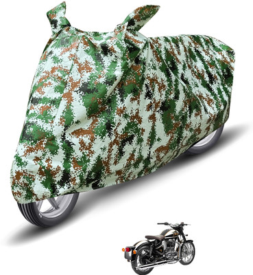 MOCKHE Waterproof Two Wheeler Cover for Royal Enfield(Classic Chrome, Green)