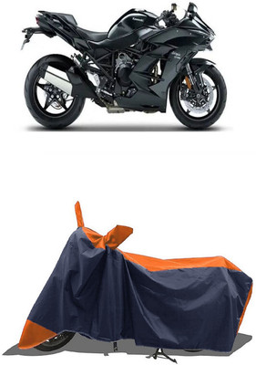 SUGASHRI Waterproof Two Wheeler Cover for Kawasaki(Ninja H2 SX BS6, Orange, Blue)