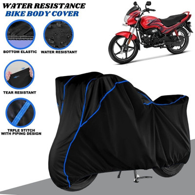 SRP PRODUCT Waterproof Two Wheeler Cover for Hero(Passion Plus, Black, Blue)
