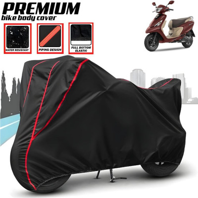 Mwiss Waterproof Two Wheeler Cover for TVS(Scooty Zest 110, Black, Red)