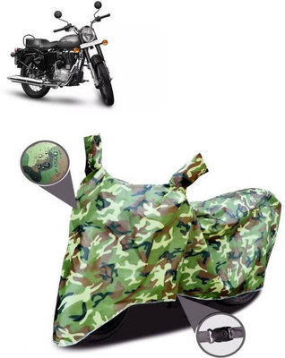 RAAMKM Two Wheeler Cover for Royal Enfield(Bullet 350, Green, Multicolor)
