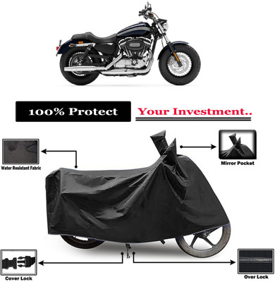 Amexride Two Wheeler Cover for Harley Davidson(1200 Custom, Black)