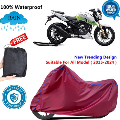 OliverX Waterproof Two Wheeler Cover for TVS(Apache RTR 200 Fi E100, Maroon)