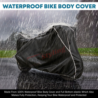 OliverX Waterproof Two Wheeler Cover for Kawasaki(Ninja ZX 10R BS6, Black, White)