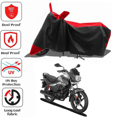 AIKOZIYA Waterproof Two Wheeler Cover for Hero(Passion Pro, Black, Red)