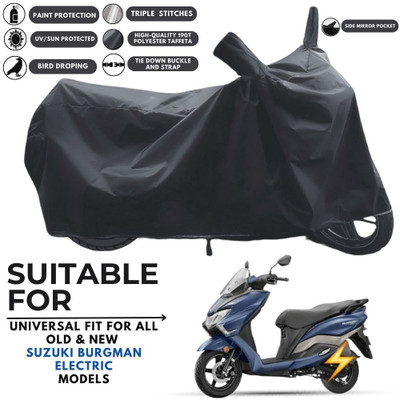 MADAFIYA Two Wheeler Cover for Suzuki(Burgman Electric, Black)