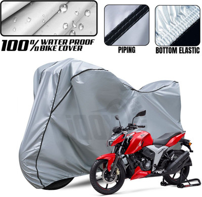 xodi Waterproof Two Wheeler Cover for TVS(Apache RTR 160 4V, Silver, Black)