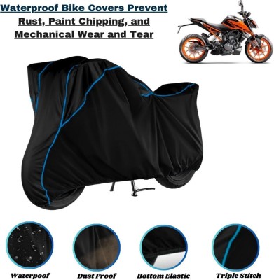 SHUFYAN Waterproof Two Wheeler Cover for KTM(200 Duke, Black, Blue)