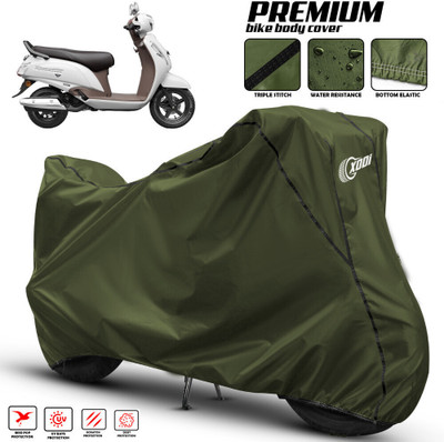 xodi Waterproof Two Wheeler Cover for Suzuki(Access SE, Green, Black)