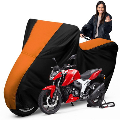 Car Styling Waterproof Two Wheeler Cover for TVS(Apache RTR 180, Black, Orange)