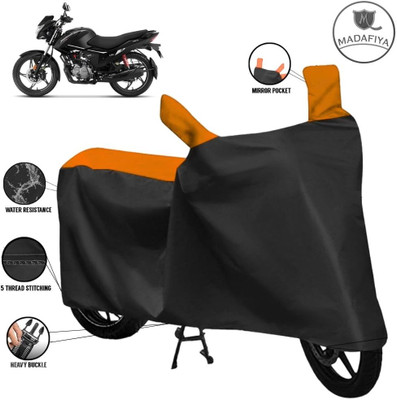MADAFIYA Waterproof Two Wheeler Cover for Hero(Glamour FI, Black, Orange)
